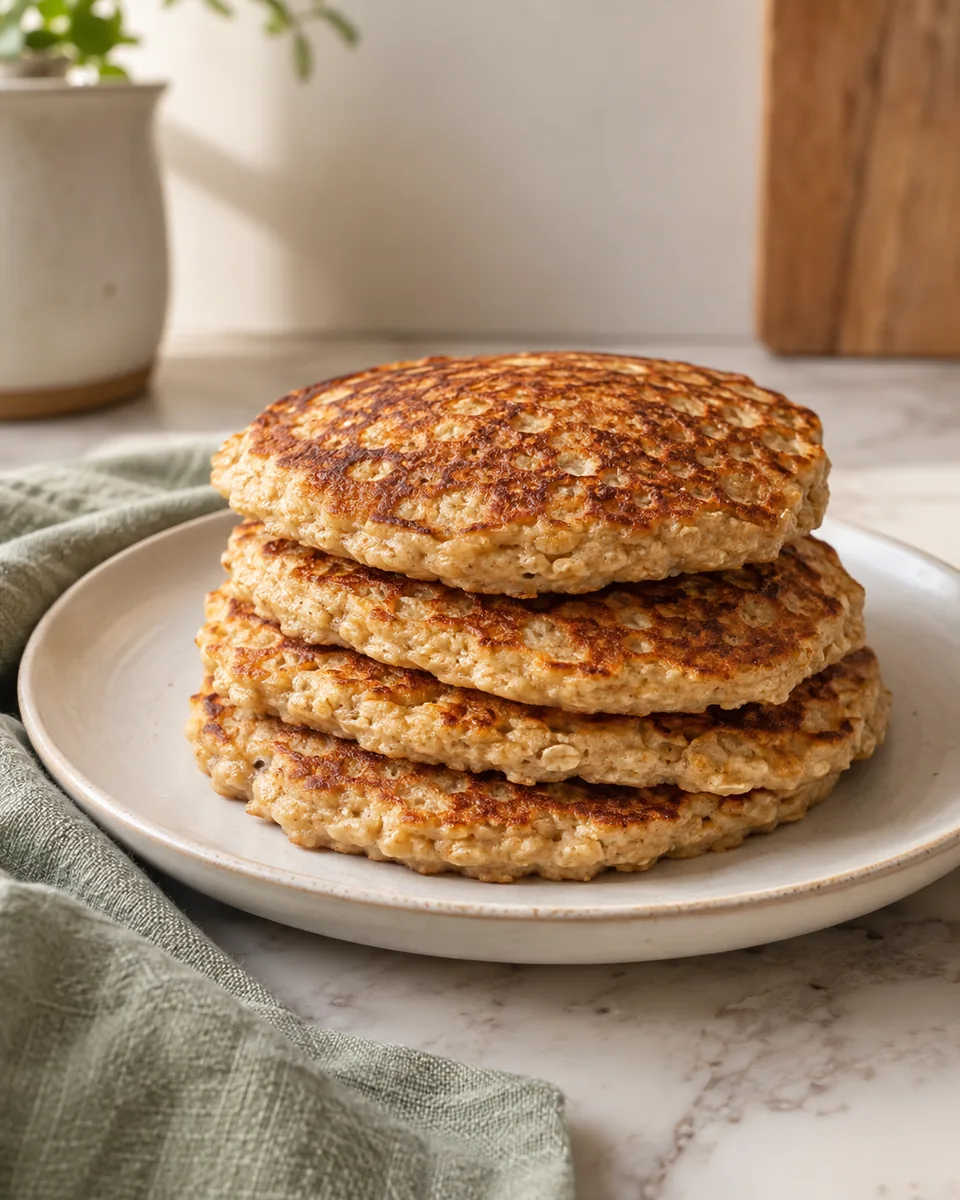 Bananen-Haferflocken-Pancakes ohne Weizenmehl – appetitlich angerichtete Rezeptillustration