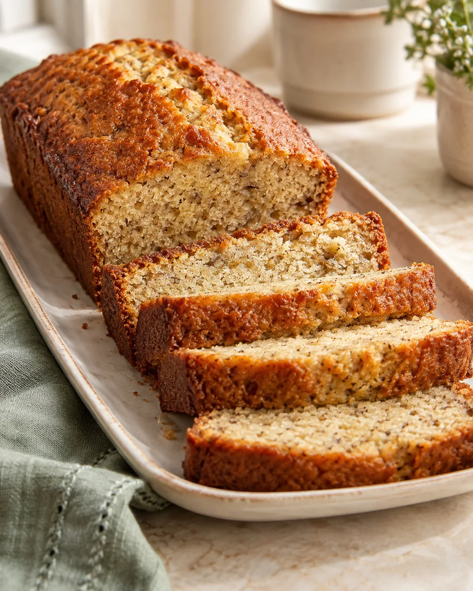 Saftiges Bananenbrot aus der Kastenform – appetitlich angerichtete Rezeptillustration