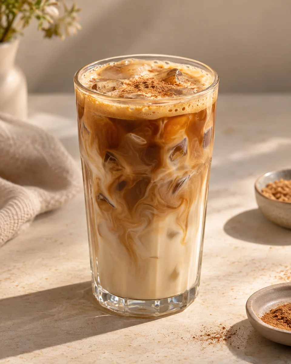 Brown Sugar Shaken Espresso mit Haferdrink frisch angerichtet nach dem Rezept