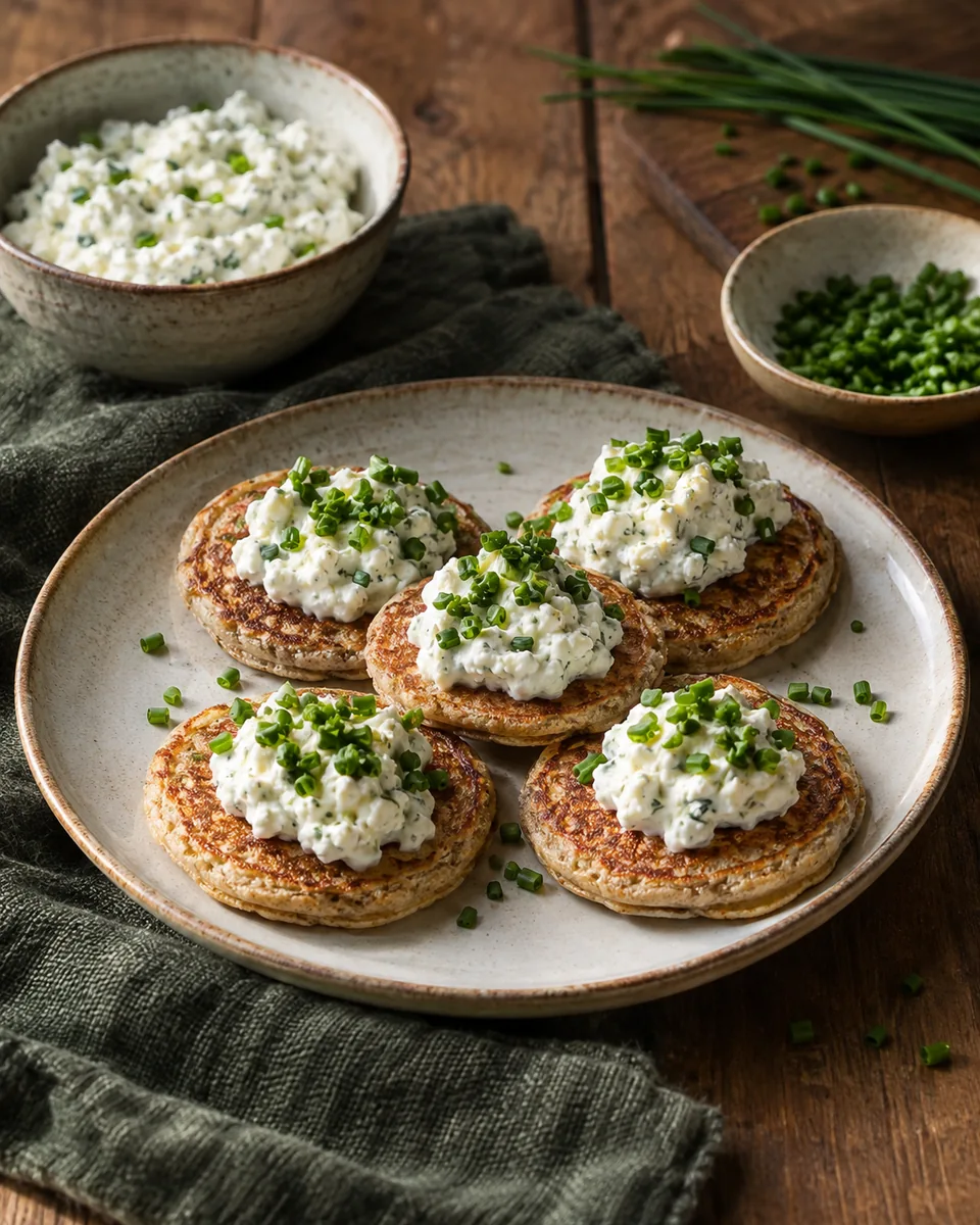 Buchweizen-Blini mit Kräuterquark