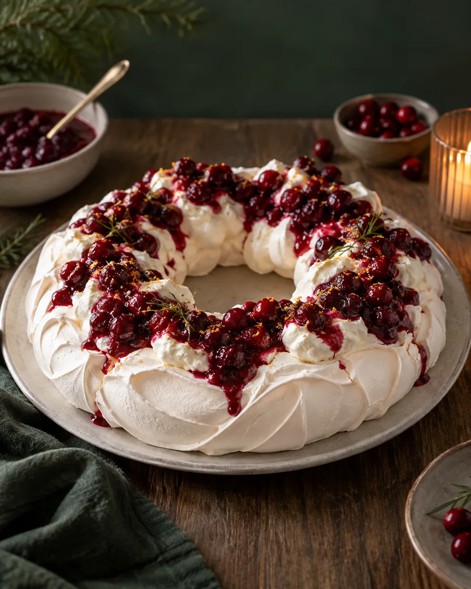 Cranberry-Pavlova-Kranz