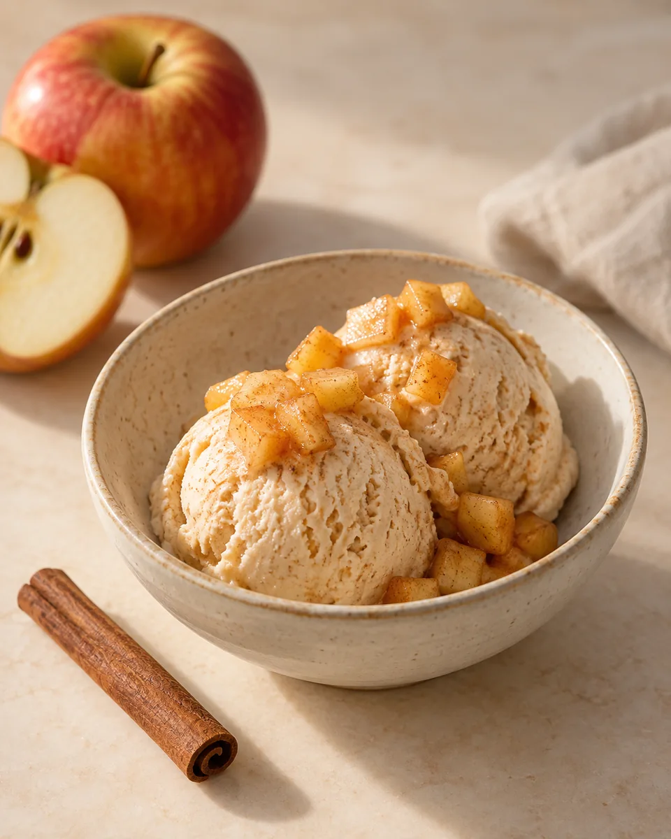 Bratapfel-Eis in einer kleinen Dessertschale angerichtet