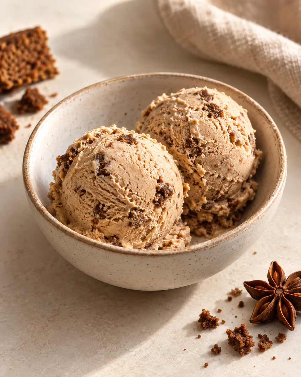 Lebkuchen-Eis in einer kleinen Dessertschale angerichtet