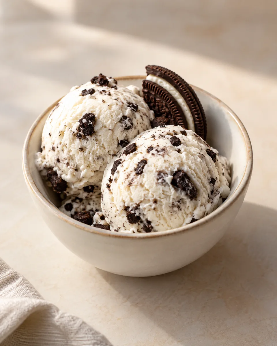 Oreo-Eis in einer kleinen Dessertschale angerichtet
