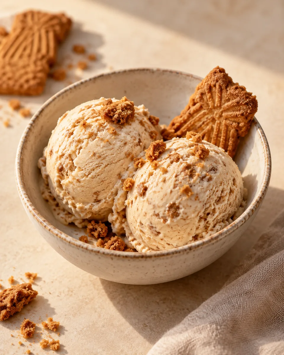 Spekulatius-Eis in einer kleinen Dessertschale angerichtet