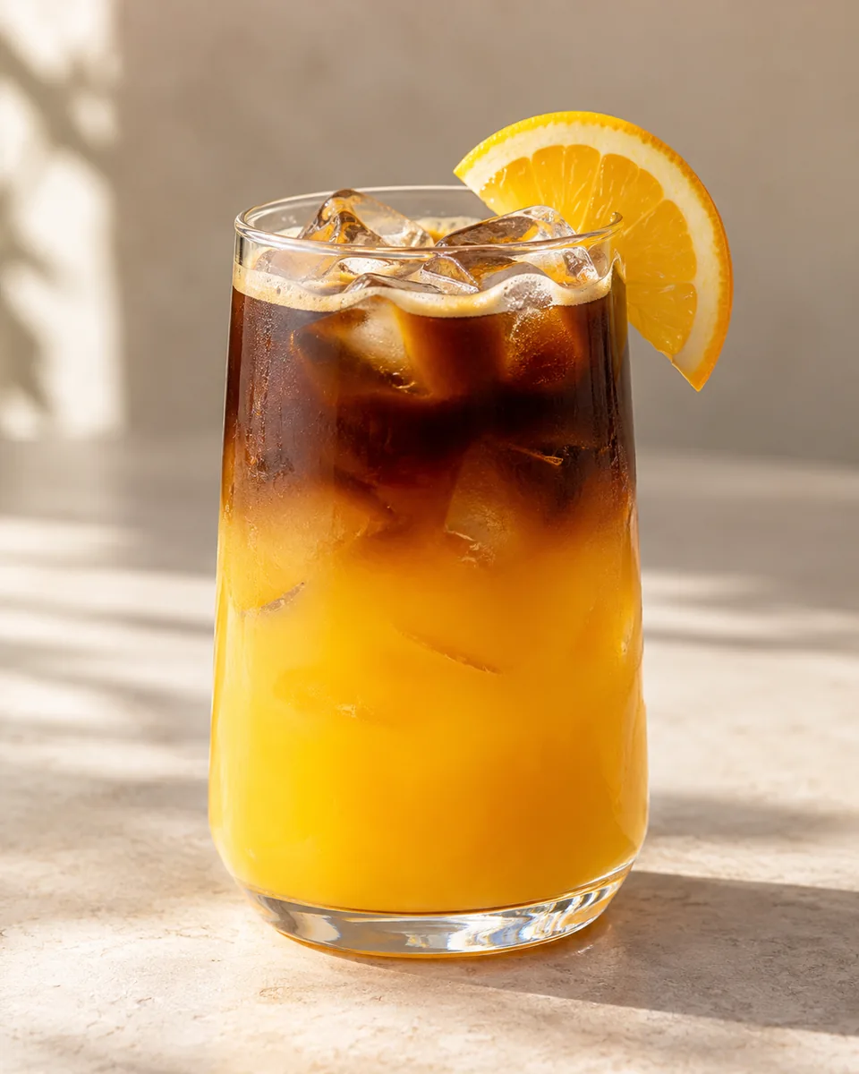 Espresso Orange auf Eis frisch angerichtet nach dem Rezept
