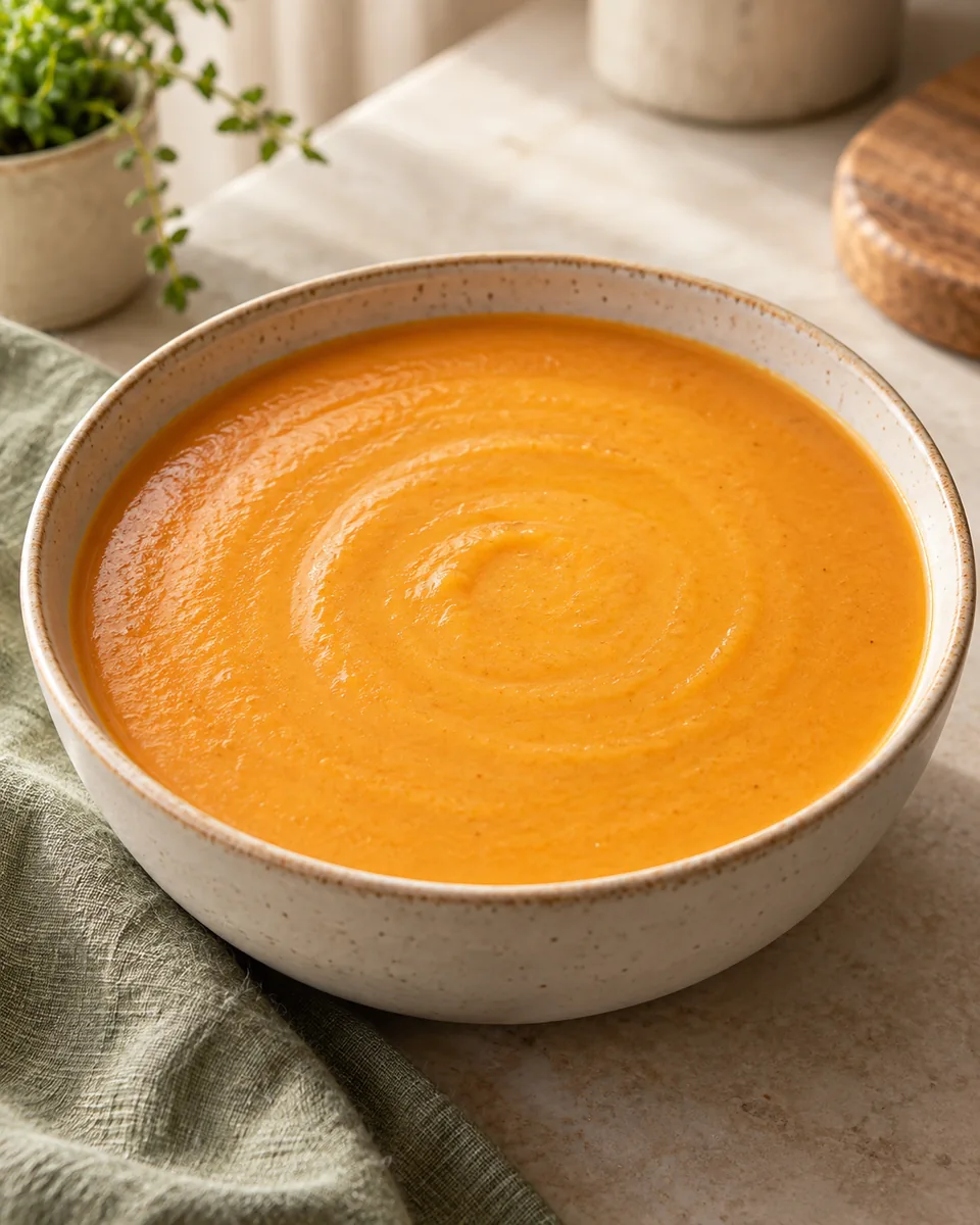 Cremige Gemüsesuppe aus Wurzelgemüse – appetitlich angerichtete Rezeptillustration
