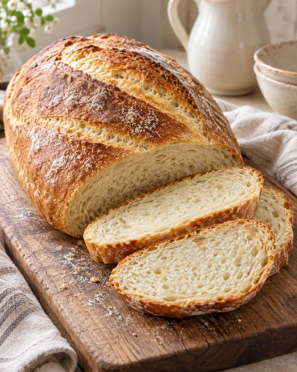 Saftiges Kartoffelbrot mit Hefe, passend zu den beschriebenen Zutaten angerichtet. KI-generierte Rezeptillustration.