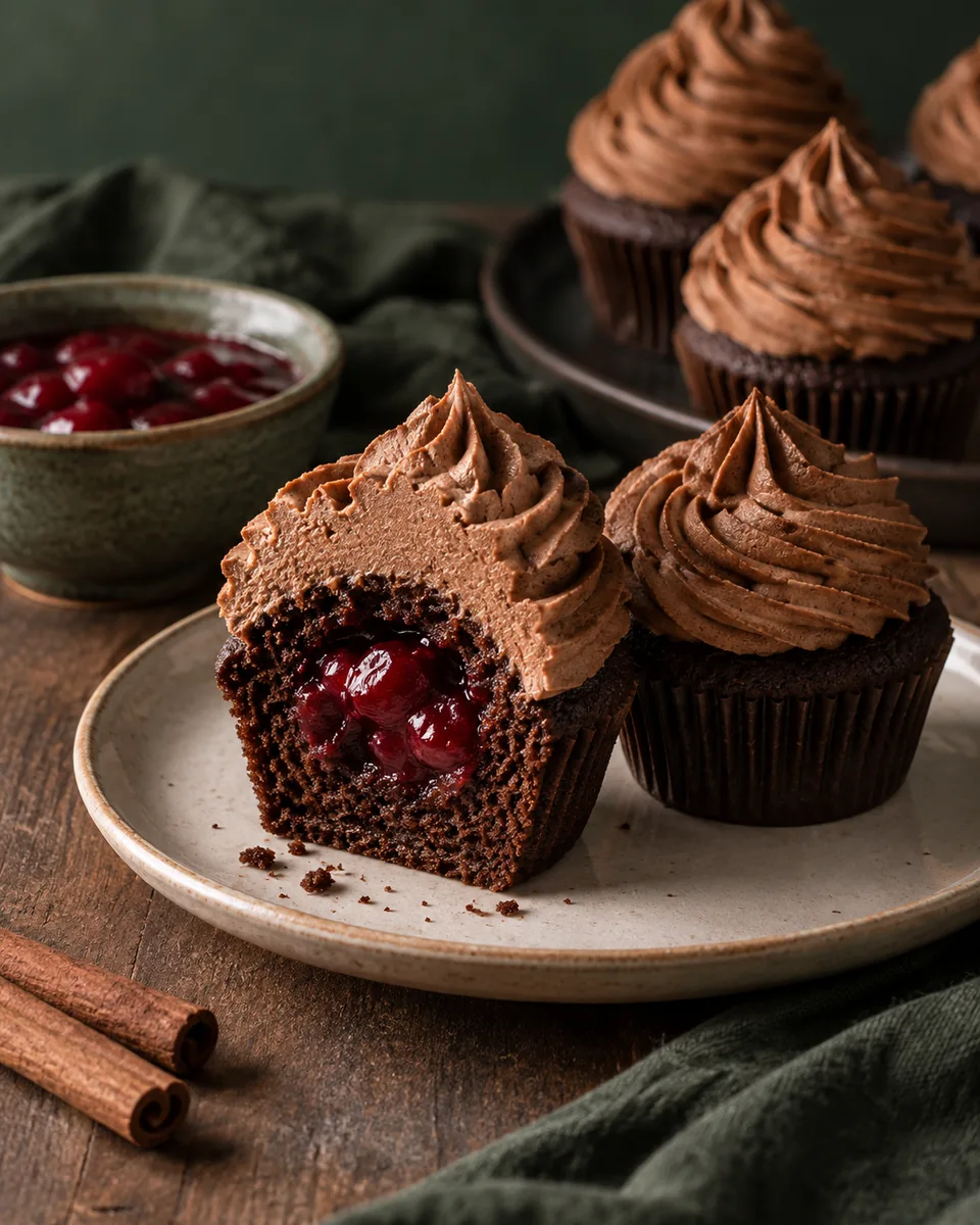 Lebkuchen-Kirsch-Cupcakes