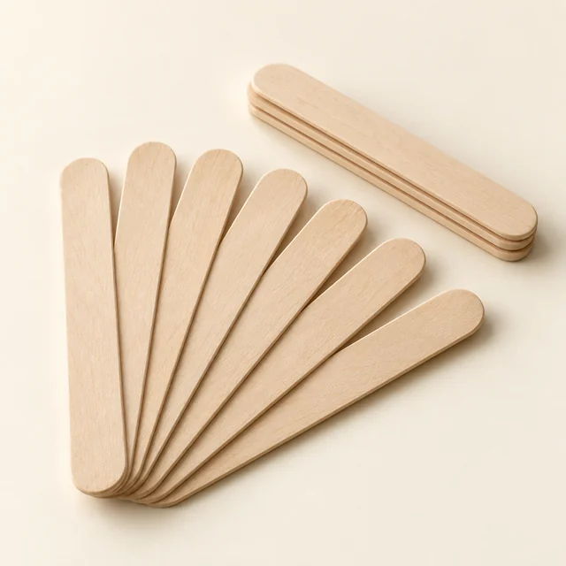 Eigene Illustration: Breite flache Holz-Eisstiele