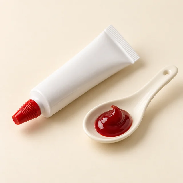 Eigene Illustration: Neutrale Tube mit rotem Lebensmittelfarbgel