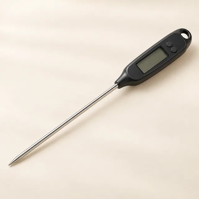Eigene Illustration: Digitales Küchenthermometer mit langer Metallsonde