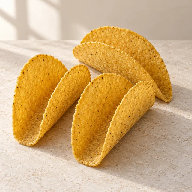 Eigene Illustration: Leere knusprige Taco-Schalen aus Mais
