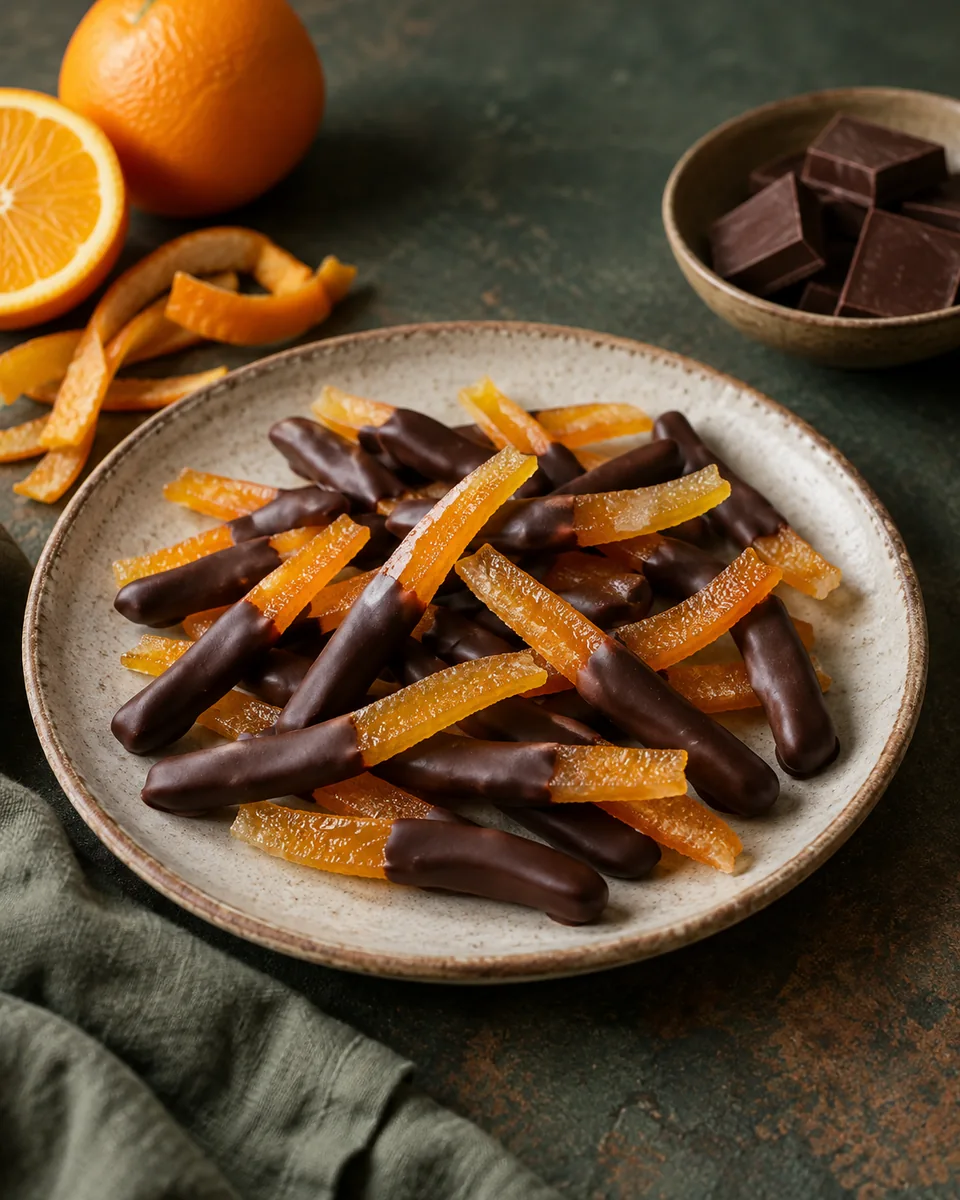 Kandierte Orangenschalen mit Schokolade