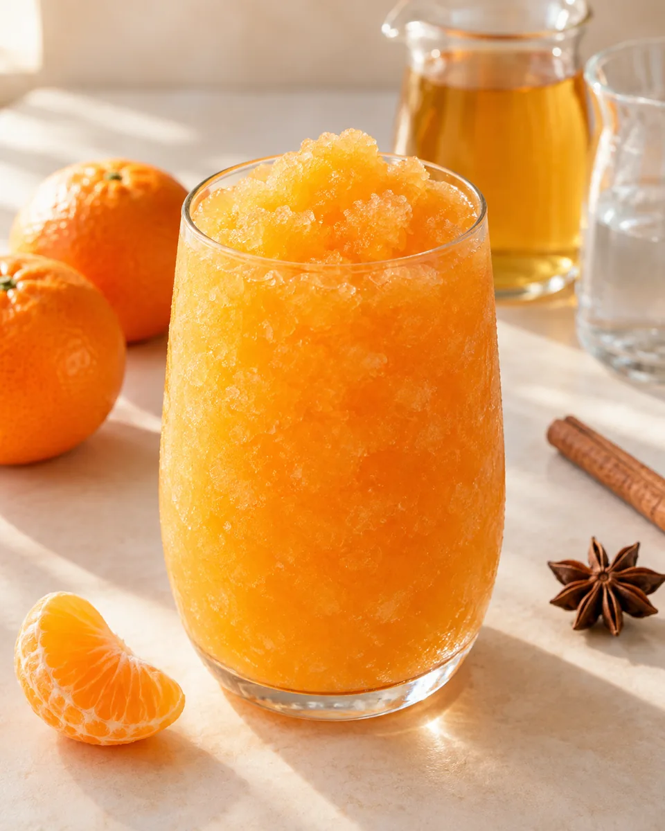 Clementinen-Punsch als feinkristalliner Frozen Drink im Glas