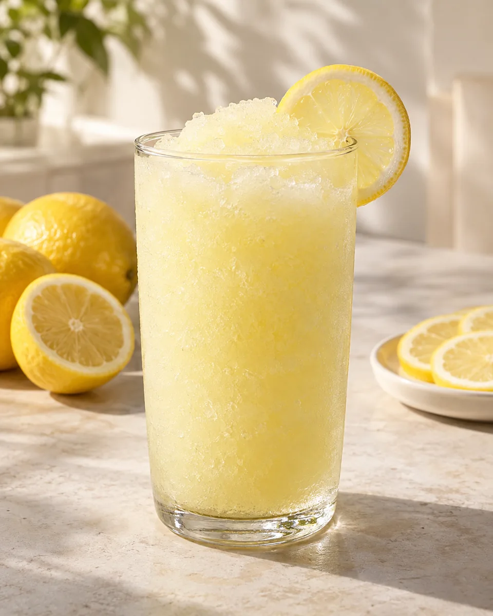 Frozen Lemonade als feinkristalliner Frozen Drink im Glas