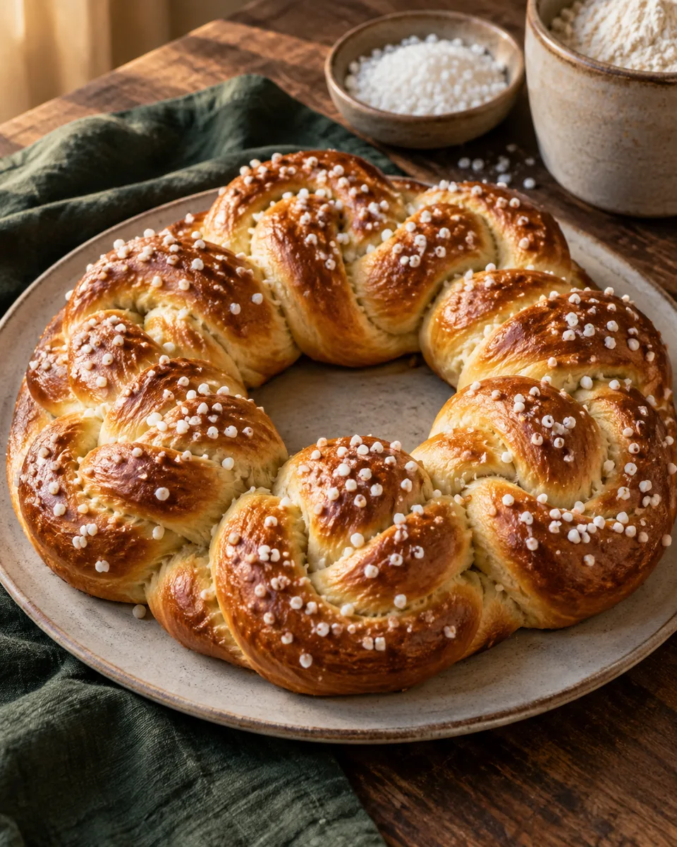 Süßer Hefebrezelkranz