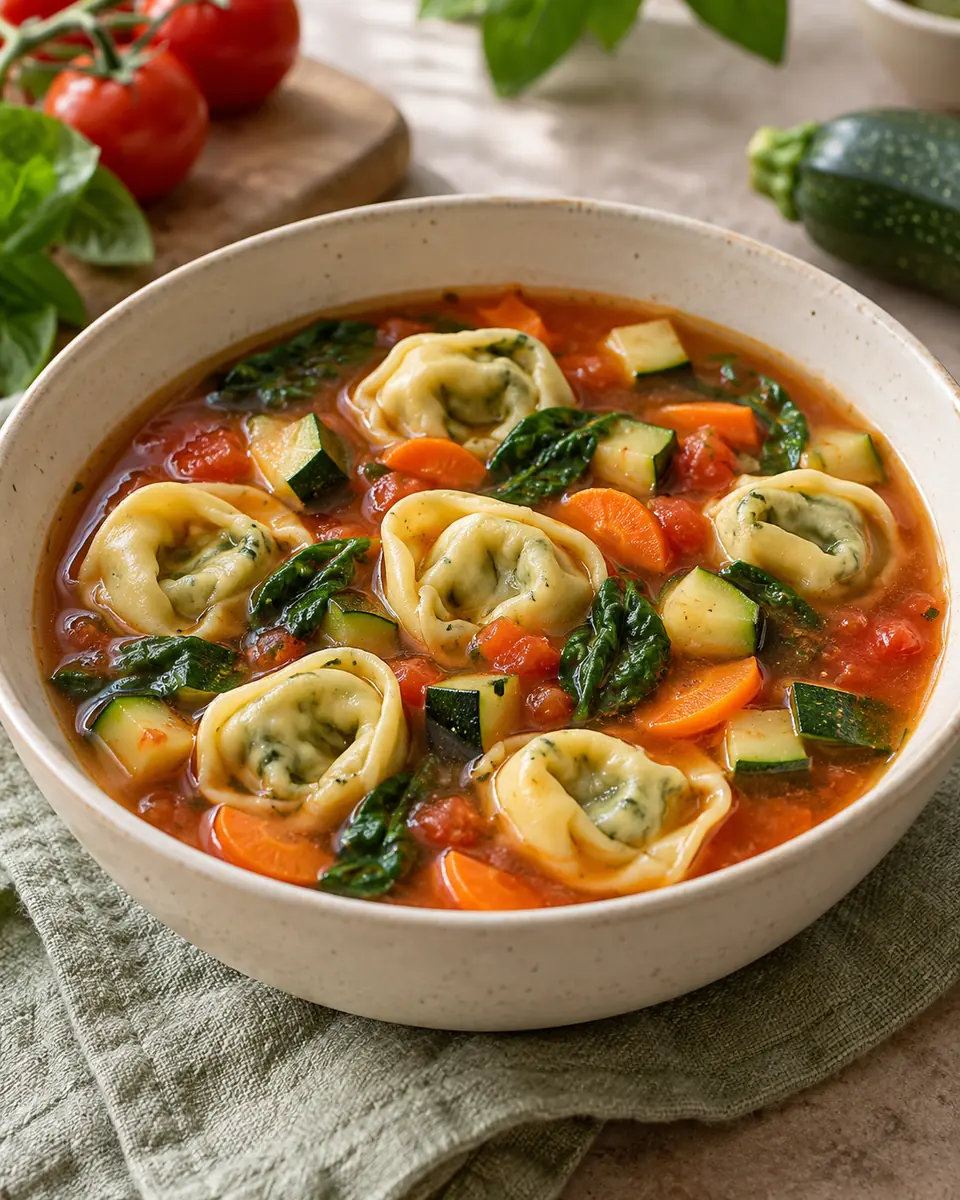 Schnelle Tortellini-Gemüse-Suppe – KI-generierte Rezeptillustration