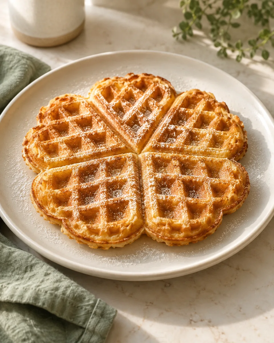 Vegane Waffeln ohne Ei und Milch – appetitlich angerichtete Rezeptillustration